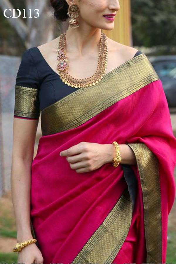 Pink Colored Classy Faux Silk Saree
