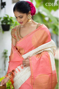 Pink And White Colored Classy Faux Silk