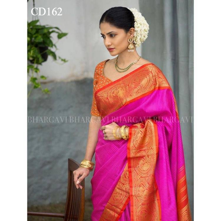 Pink And Orange Colored Classy Faux Silk Saree