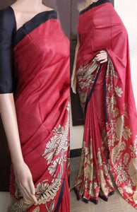 Red Colored Designer Faux Silk Saree