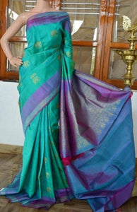Green Colored Designer Faux Silk Saree