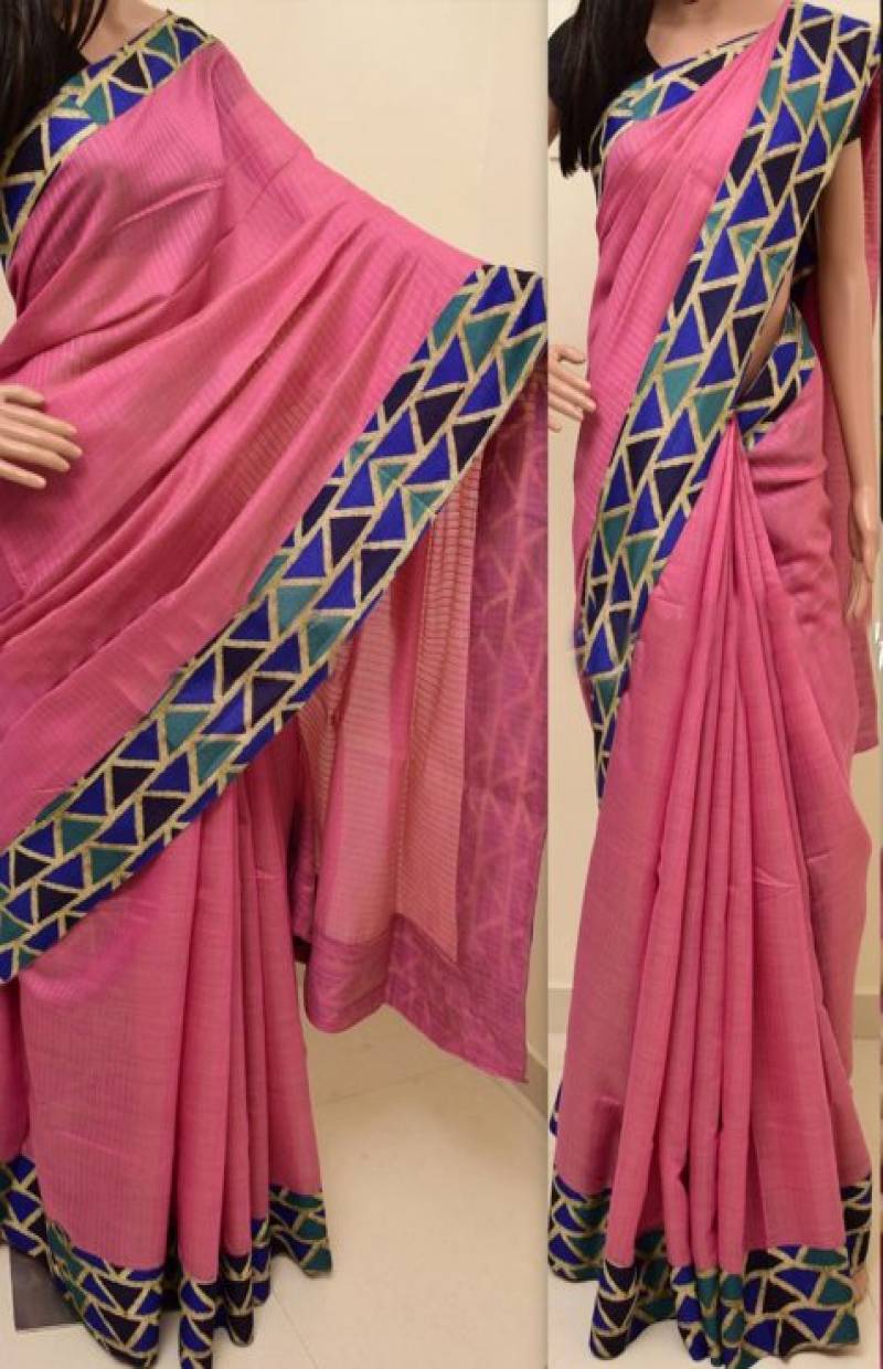 Pink Colored Designer Faux Silk Saree