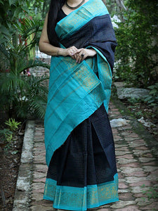 Blue Traditional Faux Silk Saree For Women