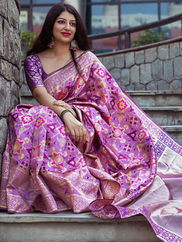 Violet Colored New Designer Silk Saree With Blouse Piece