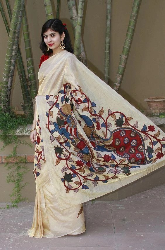 Off White Color Linen Saree With Unstitched Blouse