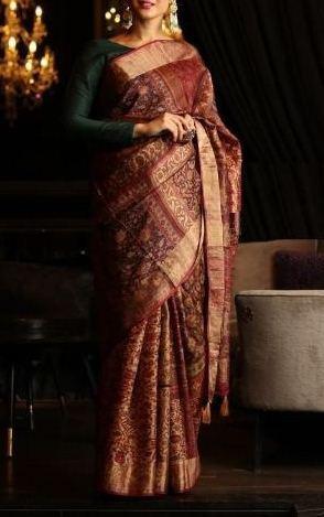 Brown Color Saree With Blouse Piece