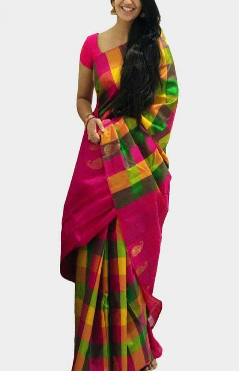 Blooming Multi Color Faux Silk Party Wear Saree For Women With Blouse Piece