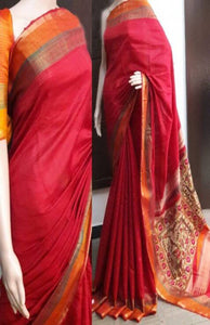 Artistic Red Color Faux Silk Party Wear Saree.