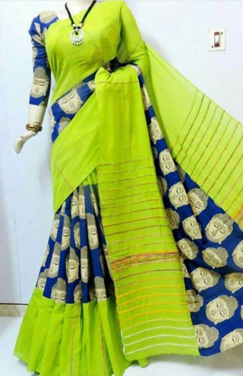 Dashing Green Color Faux Silk Party Wear Saree For Women With Blouse Piece